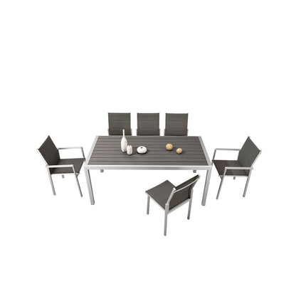 Ensemble table à manger de jardin POLLY, comprenant 6 chaises au choix - une élégance luxueuse pour votre espace extérieur