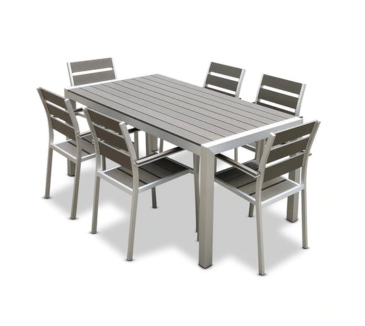 Polywood garden dining table set - elegant outdoor dining experience for 6 people