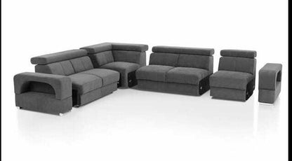 Ecksofa FEWA - Vielseitiges Sofa mit beidseitig montierbarem Schenkel und integriertem Bettkasten