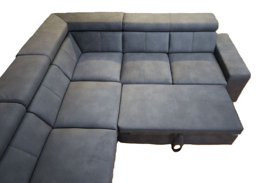 Ecksofa FEWA - Vielseitiges Sofa mit beidseitig montierbarem Schenkel und integriertem Bettkasten