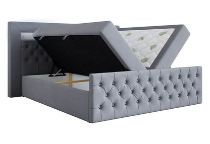 ROYAL box spring bed - with storage space, LED light and velvety comfort, 90 x 200 cm