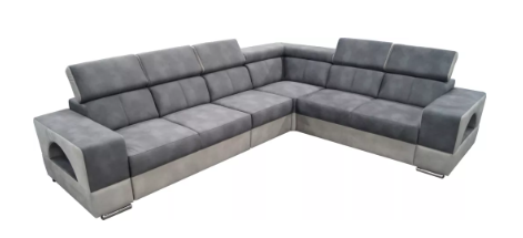 Ecksofa FEWA Microfaser - Vielseitiges Sofa mit beidseitig montierbarem Schenkel und integriertem Bettkasten