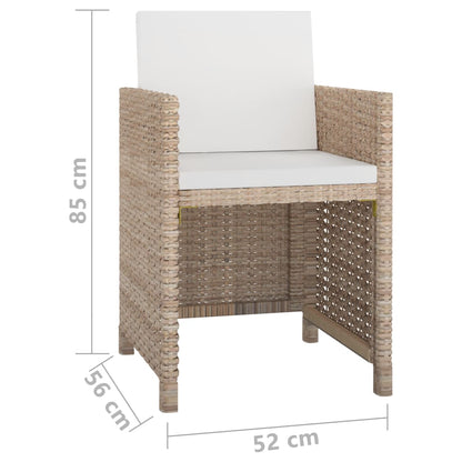 11-tlg. Garten-Essgruppe mit Auflagen Poly Rattan Beige