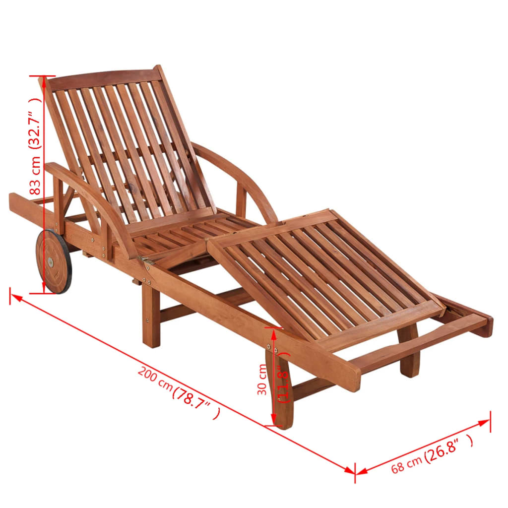 Sonnenliege mit Tisch Massivholz Akazie