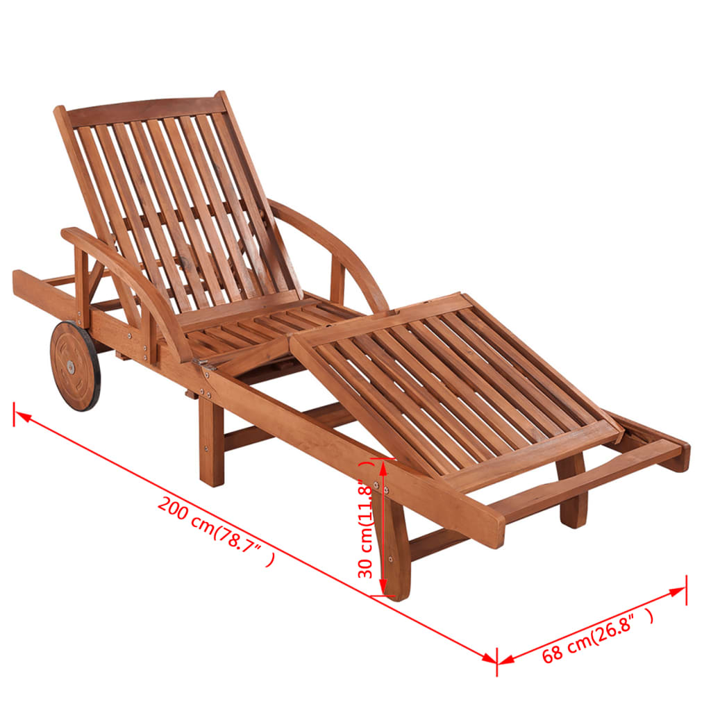 Sonnenliegen 2 Stk. mit Tisch Akazie Massivholz