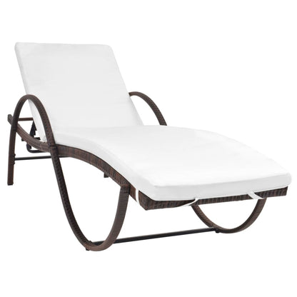 Sonnenliegen 2 Stk. mit Tisch Poly Rattan Braun