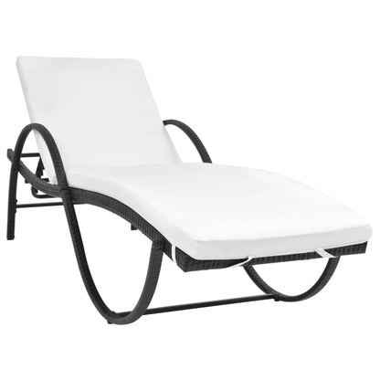 Sonnenliegen 2 Stk. mit Tisch Poly Rattan Schwarz