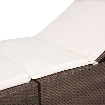 Sonnenliege mit Polsterauflage Poly Rattan Braun