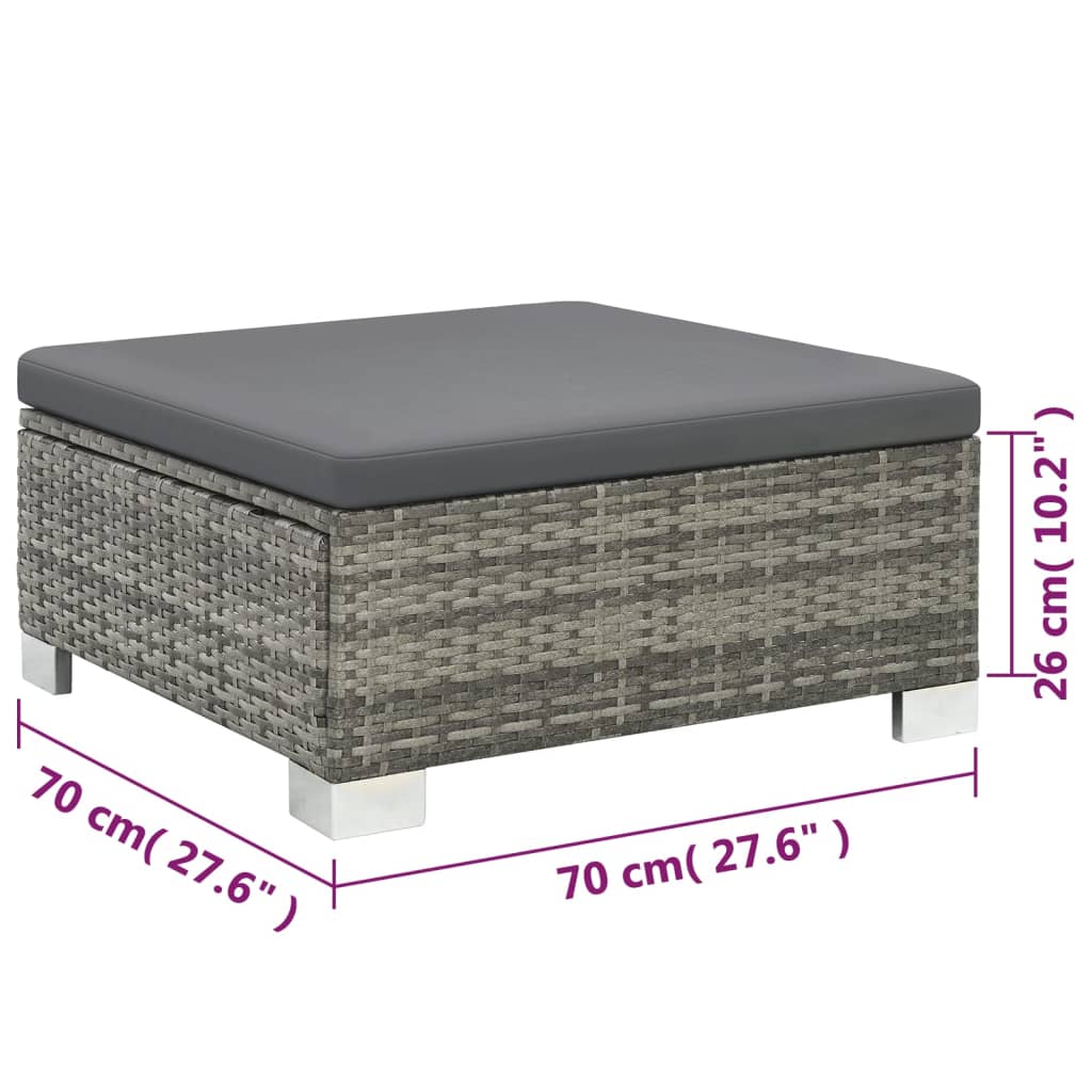 10-tlg. Garten-Lounge-Set mit Auflagen Poly Rattan Grau