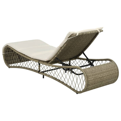 Sonnenliege mit Auflage Poly Rattan Grau