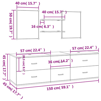 vidaXL 5-tlg. Badmöbel-Set Schwarz Holzwerkstoff