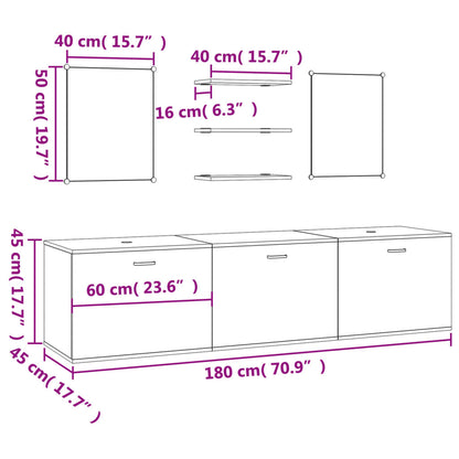 vidaXL 6-tlg. Badmöbel-Set Schwarz Holzwerkstoff