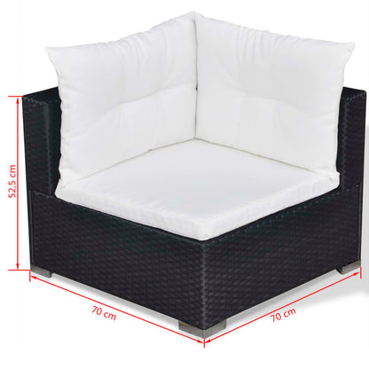 10-tlg. Garten-Lounge-Set mit Auflagen Poly Rattan Schwarz