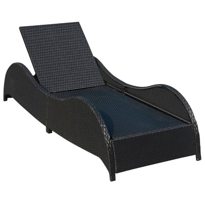 Sonnenliege mit Polsterauflage Poly Rattan Schwarz