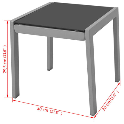 Sonnenliegen mit Tisch Aluminium Schwarz