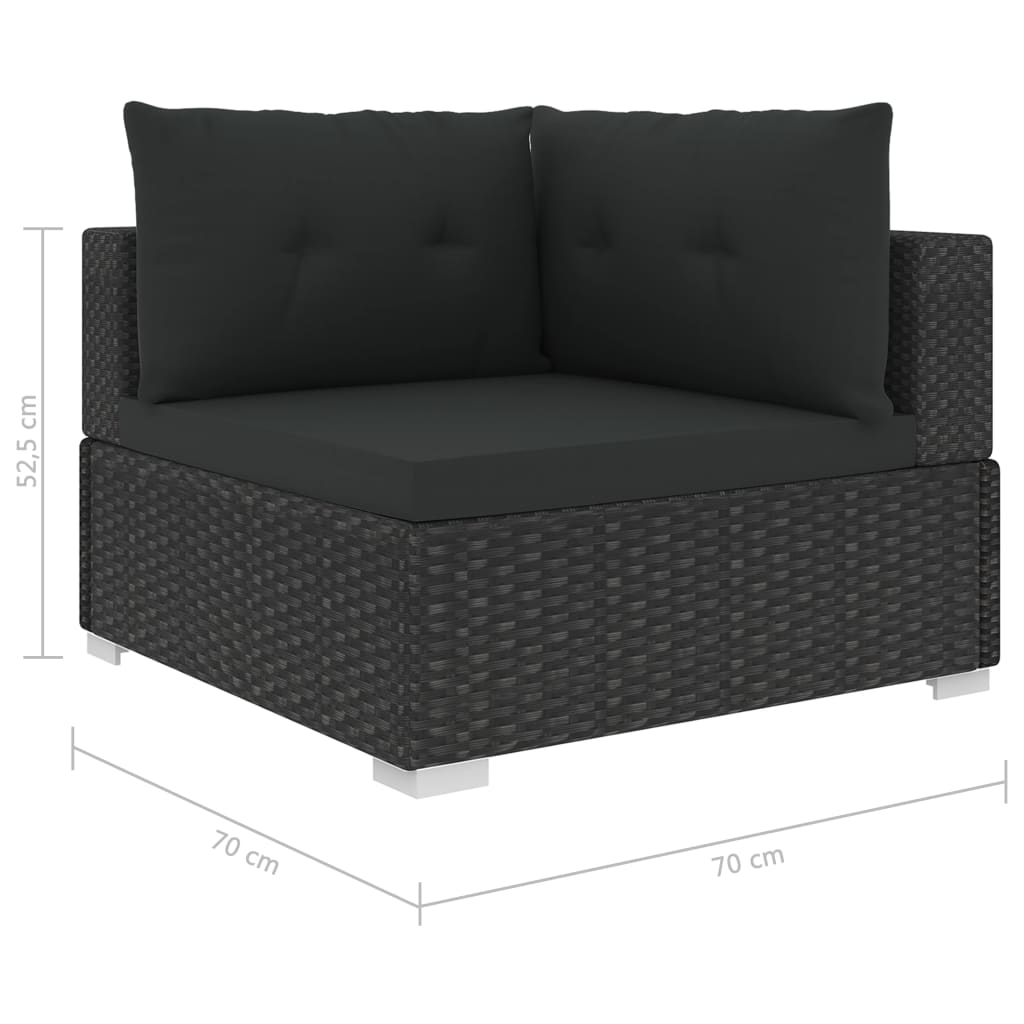 10-tlg. Garten-Lounge-Set mit Auflagen Poly Rattan Schwarz