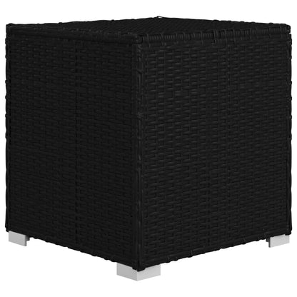 Sonnenliege mit Auflage und Teetisch Poly Rattan Schwarz