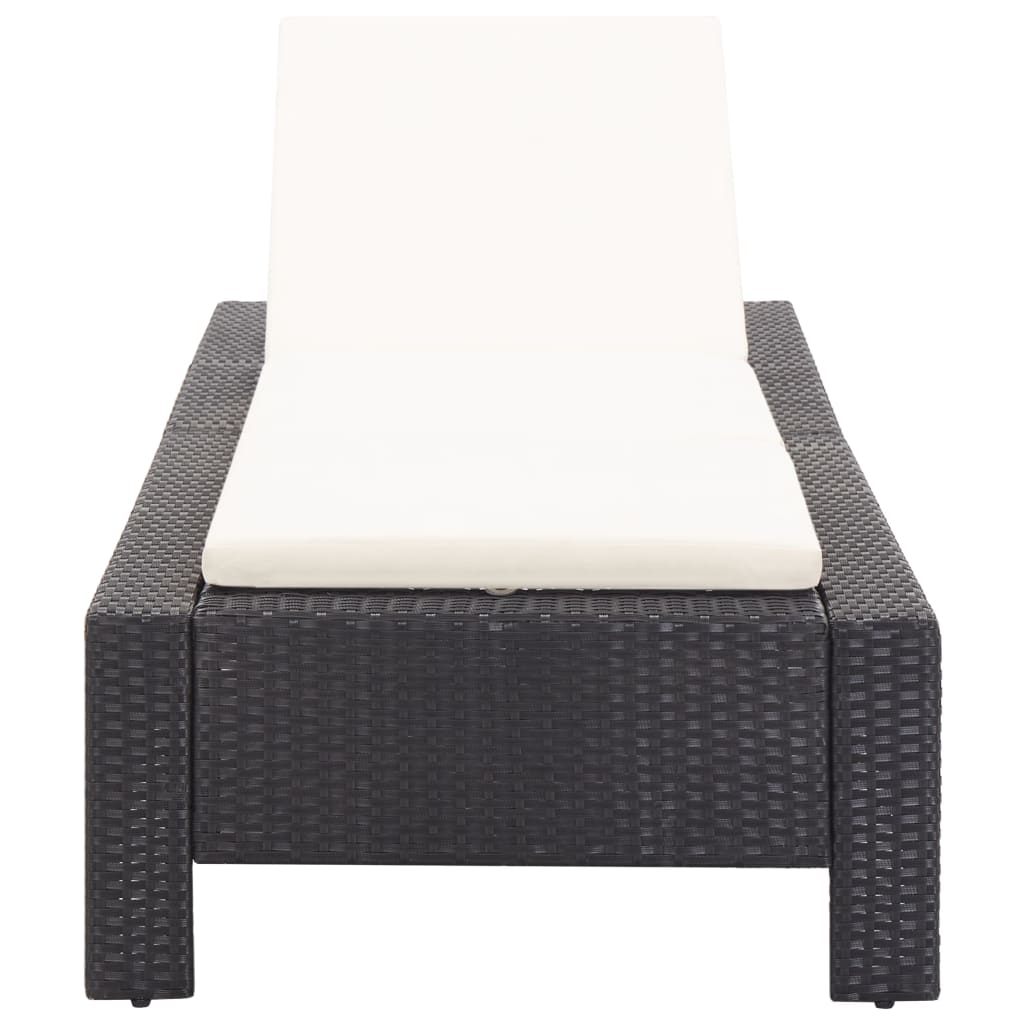 Sonnenliege mit Auflage Schwarz Poly Rattan