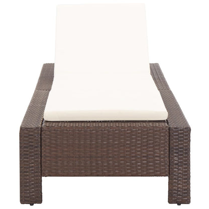 Sonnenliege mit Auflage Braun Poly Rattan