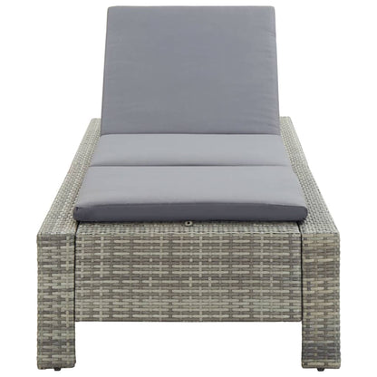 Sonnenliege mit Auflage Grau Poly Rattan