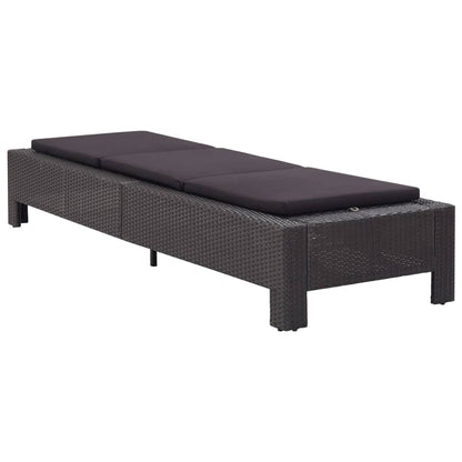 Sonnenliege mit Auflage Schwarz Poly Rattan