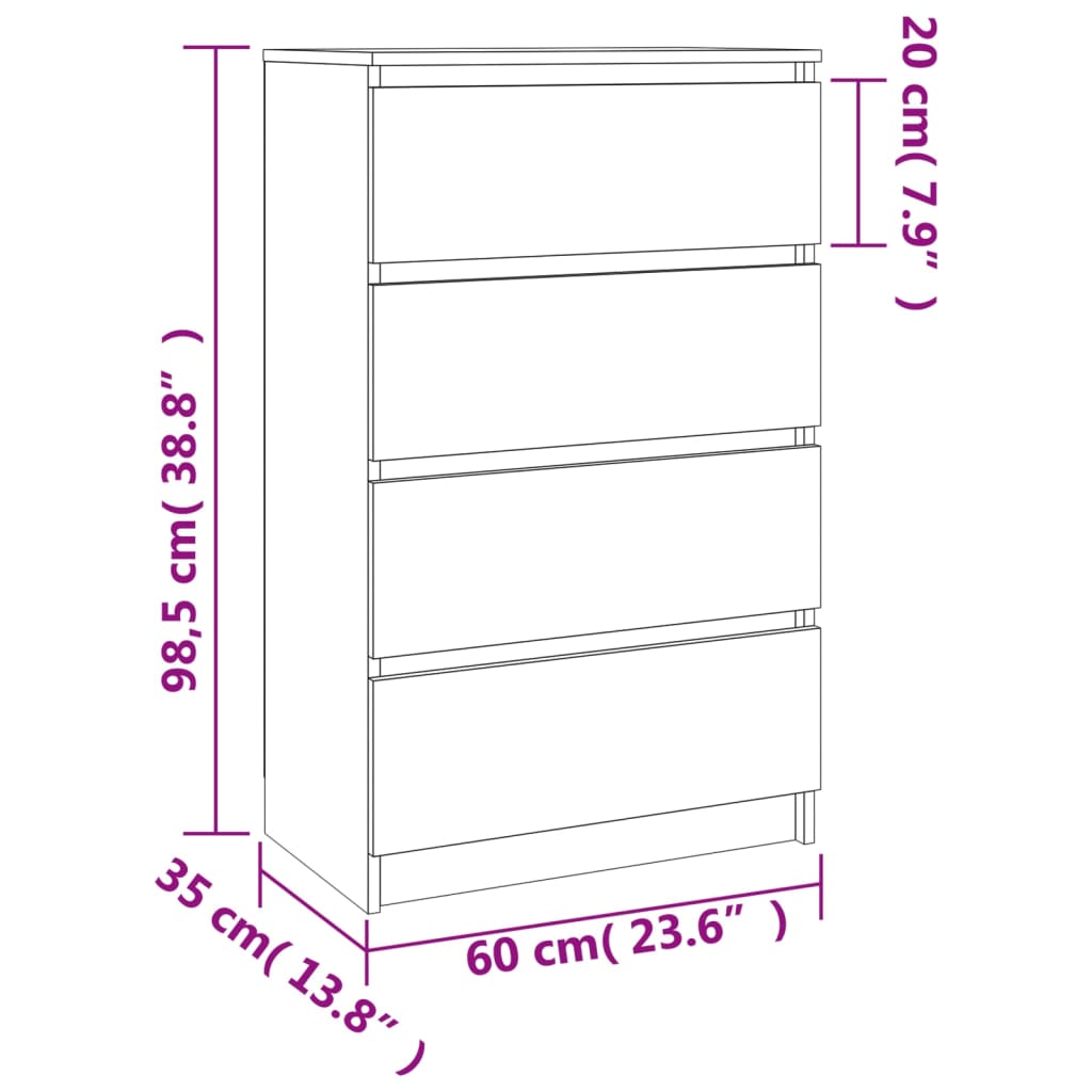 Sideboard Sonoma-Eiche 60x35x98,5 cm Holzwerkstoff