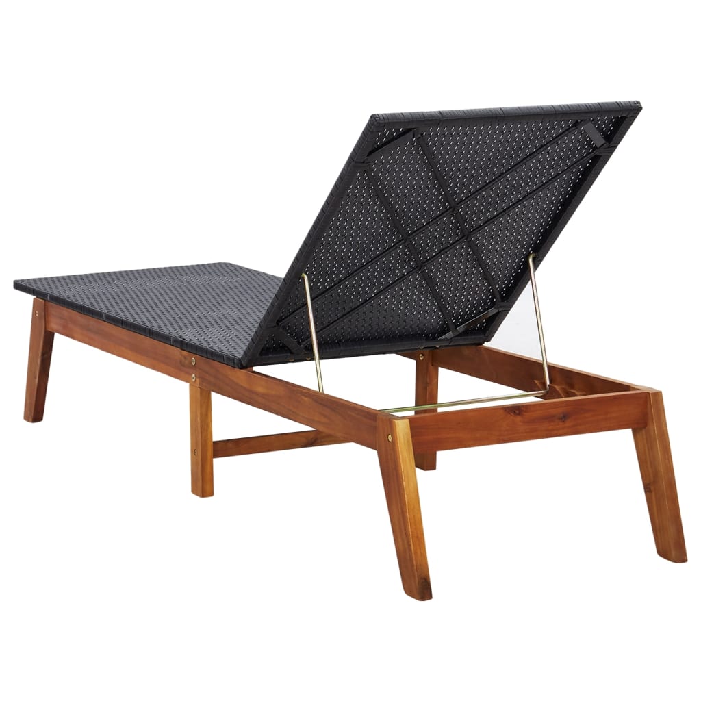 Sonnenliege Poly Rattan und Akazie Massivholz