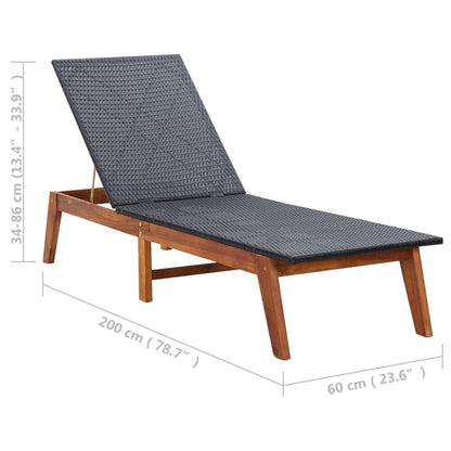 Sonnenliege Poly Rattan und Akazie Massivholz