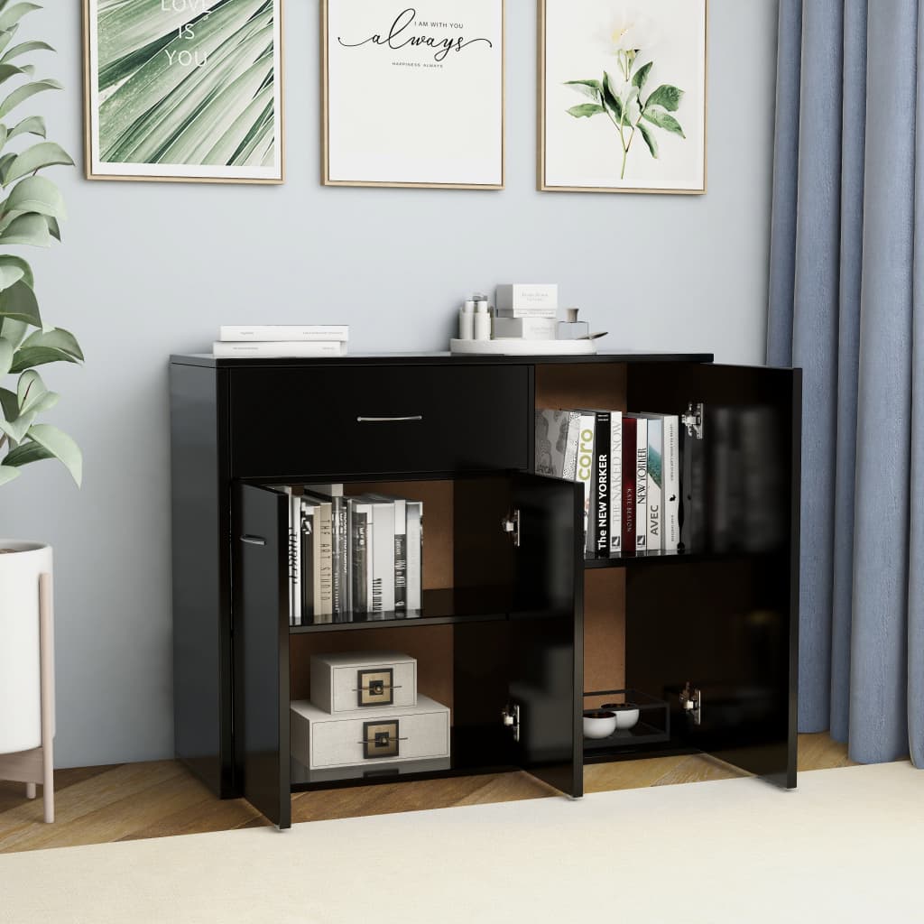 Sideboard Schwarz 88x30x70 cm Holzwerkstoff