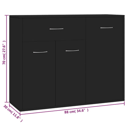 Sideboard Schwarz 88x30x70 cm Holzwerkstoff