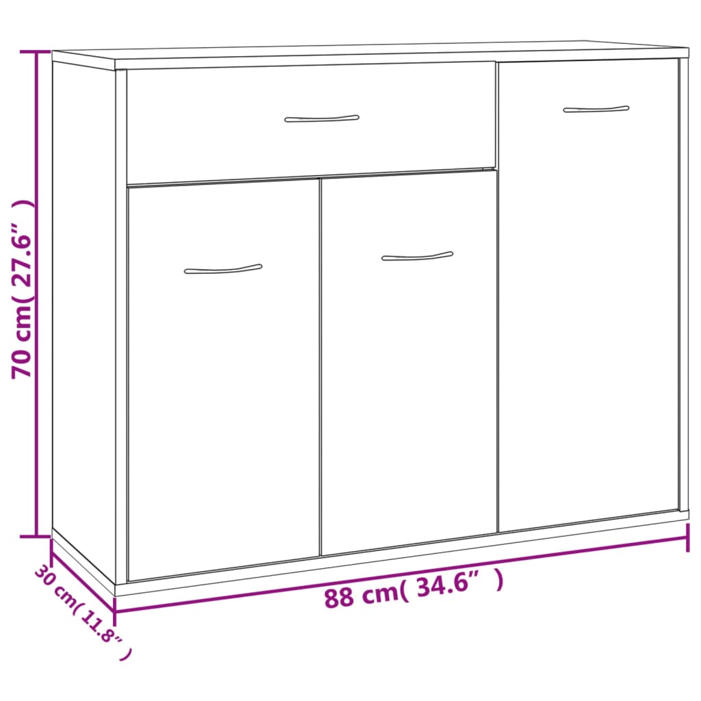 Sideboard Sonoma-Eiche 88x30x70 cm Holzwerkstoff