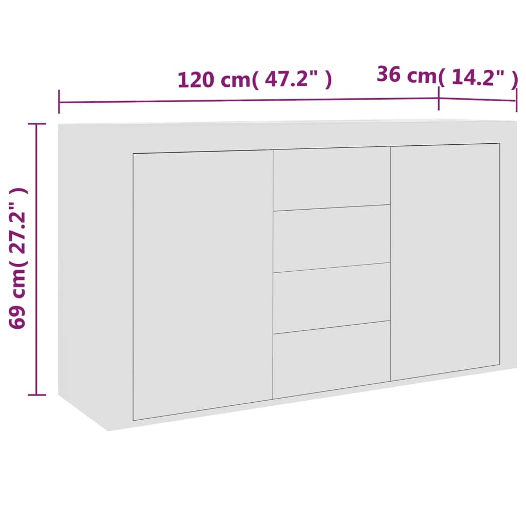 Sideboard Weiß 120×36×69 cm Holzwerkstoff