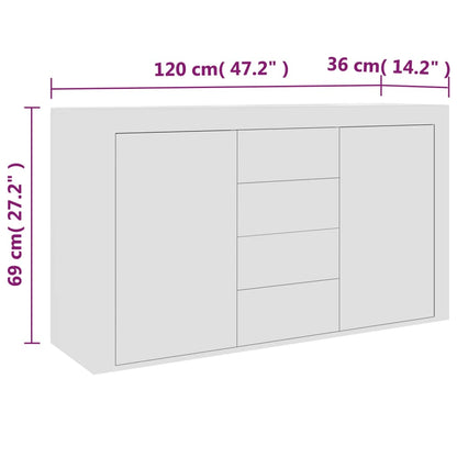 Sideboard Weiß 120×36×69 cm Holzwerkstoff