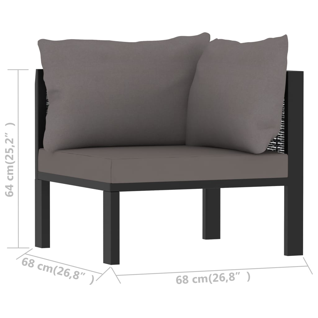 Sofa-Eckelement mit Linker Armlehne Poly Rattan Anthrazit