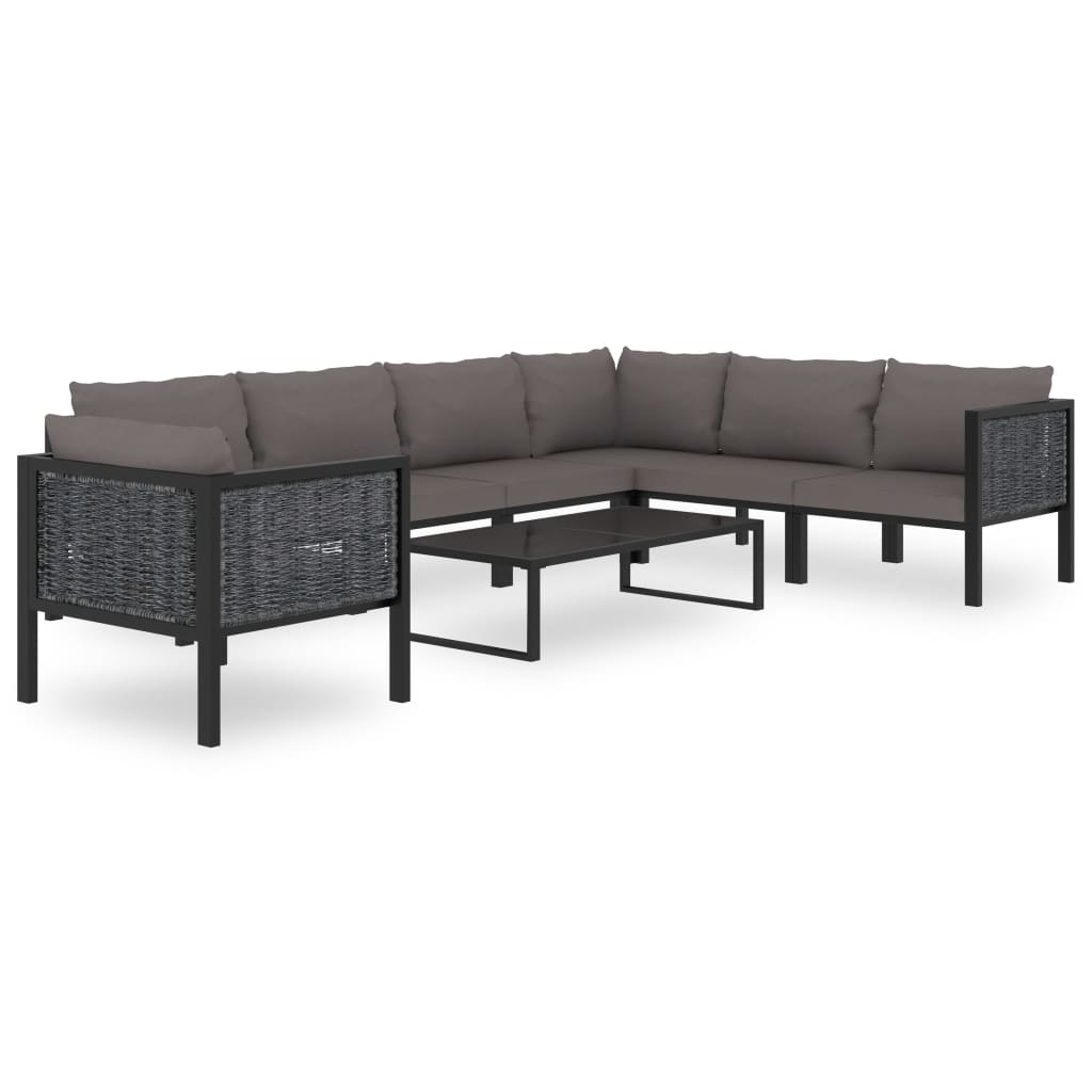 Sofa-Mittelelement mit Kissen Poly Rattan Anthrazit