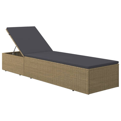 Sonnenliege Poly Rattan Braun und Dunkelgrau