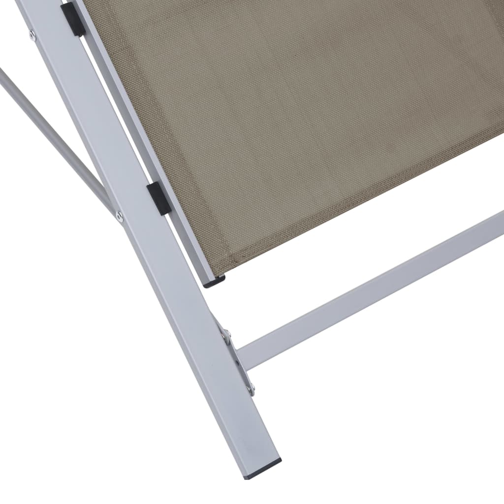 Sonnenliegen 2 Stk. mit Tisch Aluminium Taupe