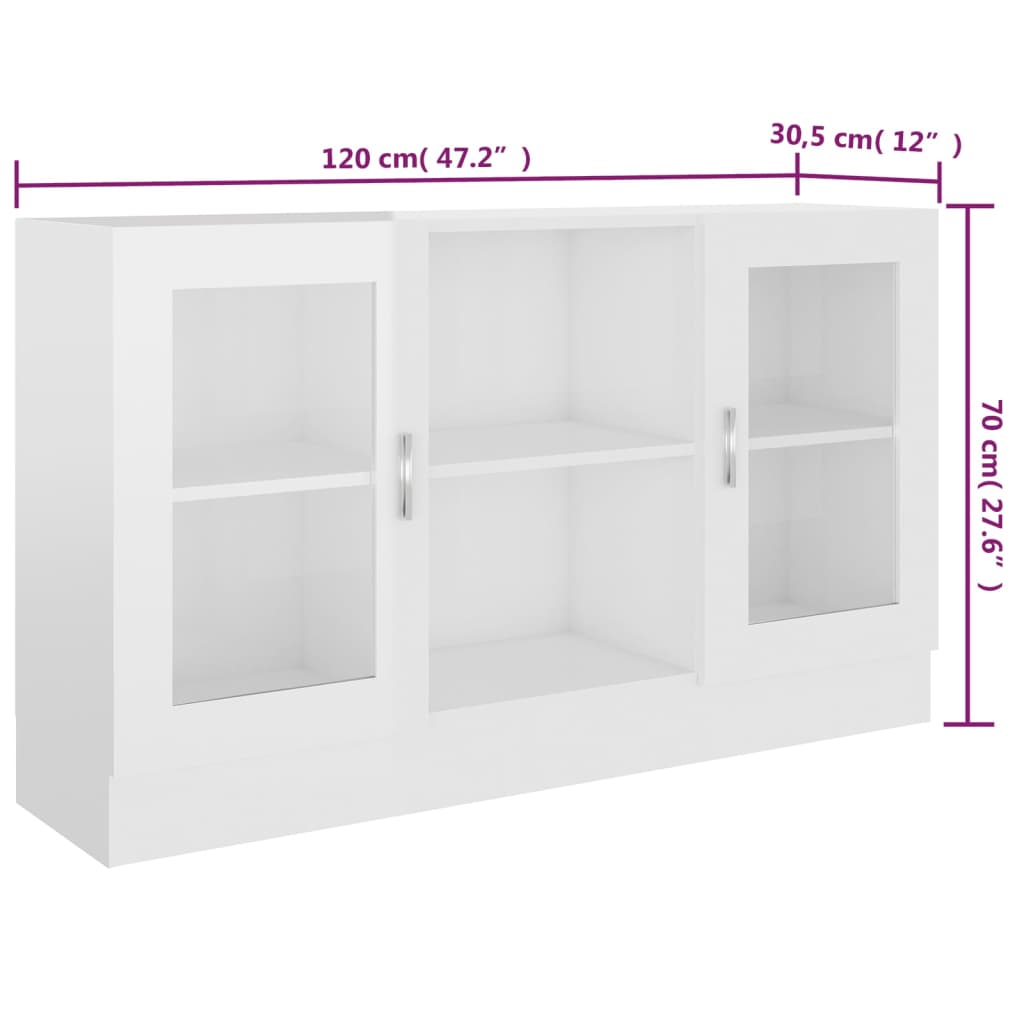 Vitrinenschrank Hochglanz-Weiß 120x30,5x70 cm Holzwerkstoff