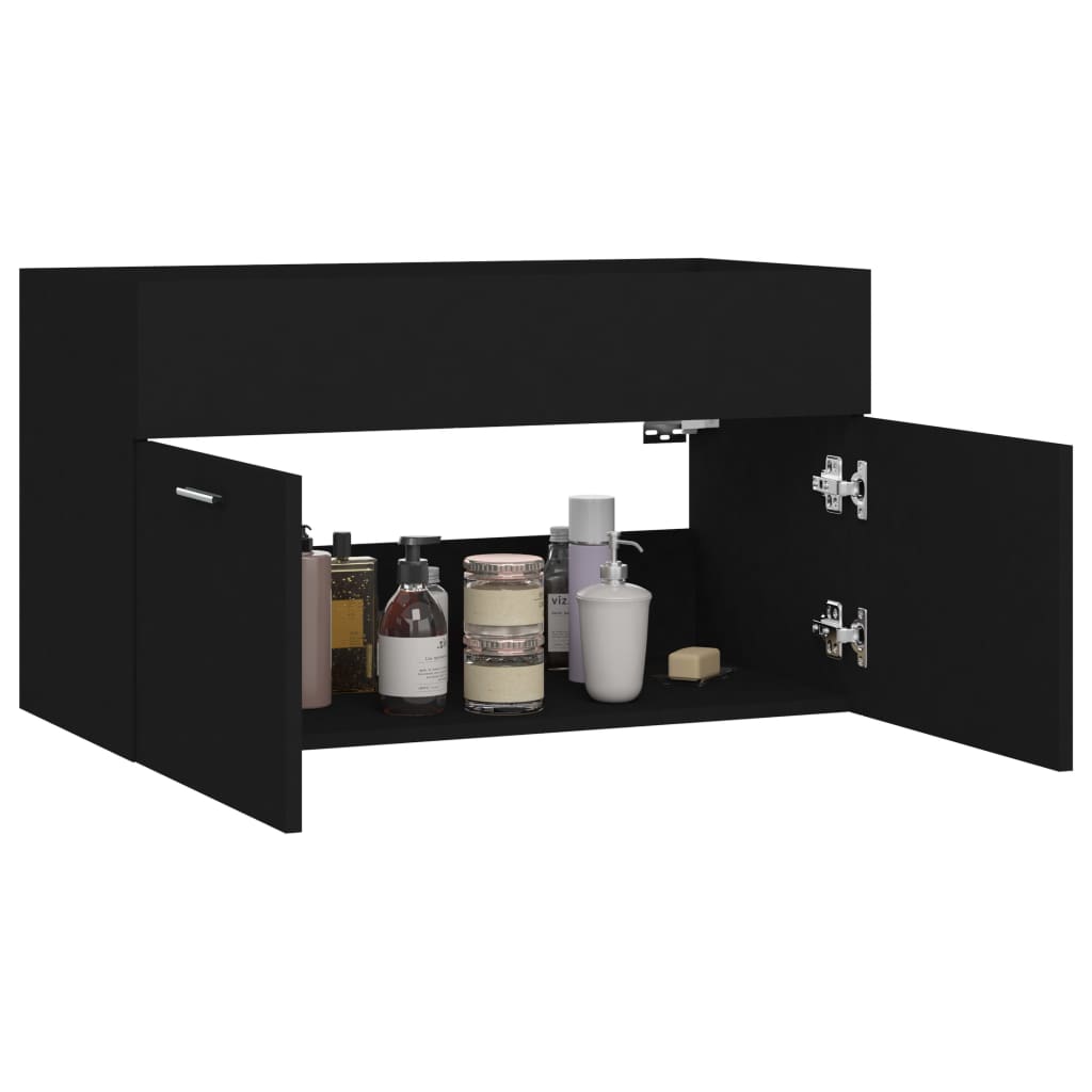 Waschbeckenunterschrank Schwarz 80x38,5x46 cm Holzwerkstoff