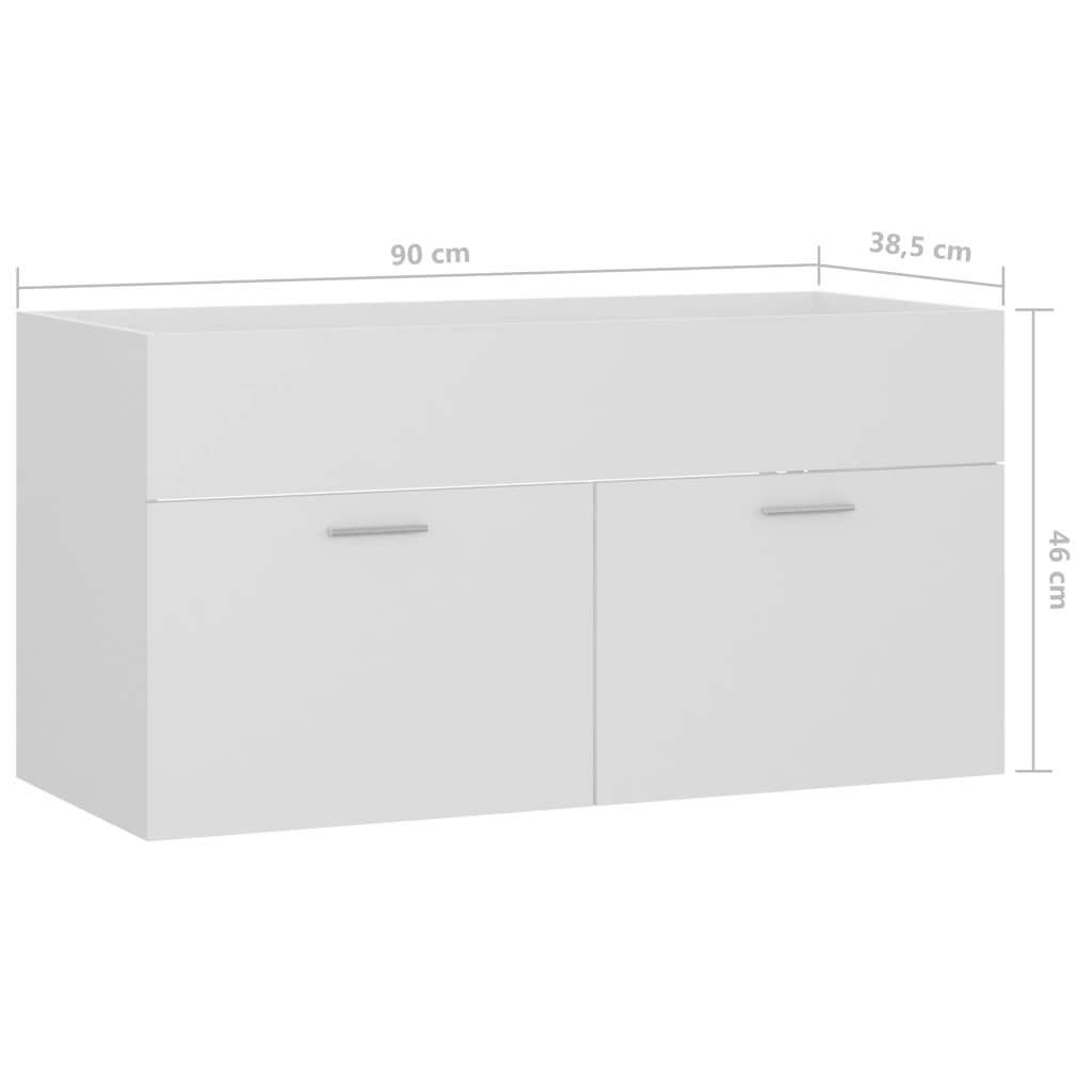 Waschbeckenunterschrank Weiß 90x38,5x46 cm Holzwerkstoff