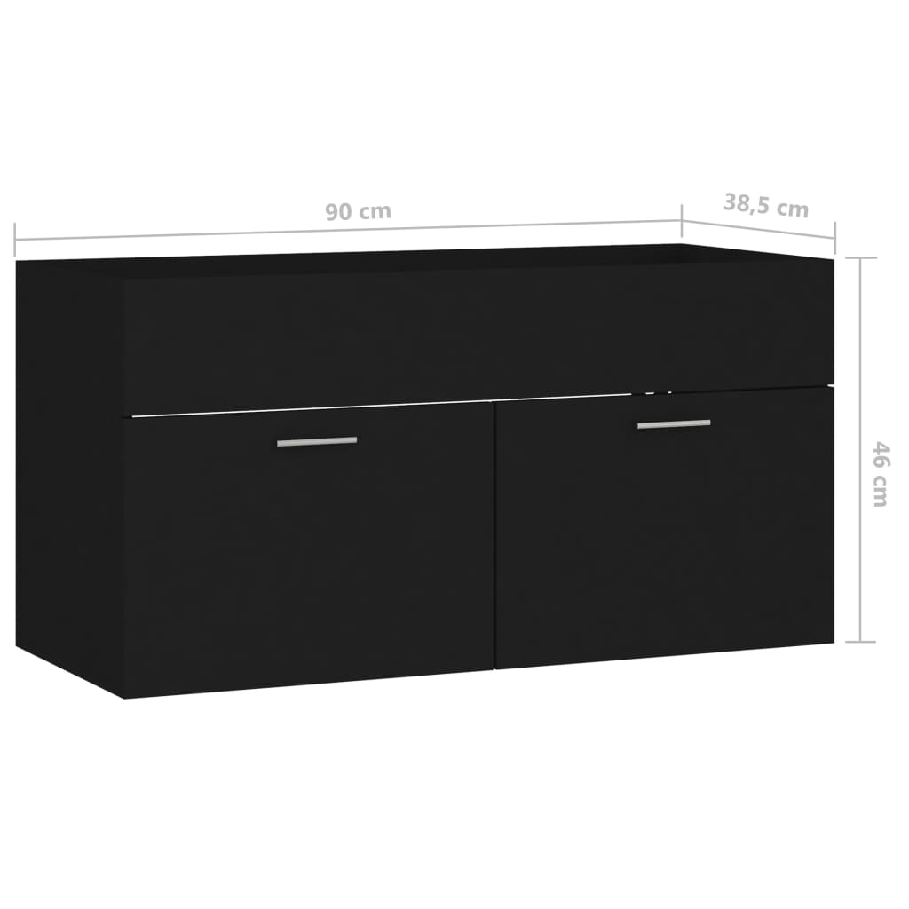 Waschbeckenunterschrank Schwarz 90x38,5x46 cm Holzwerkstoff