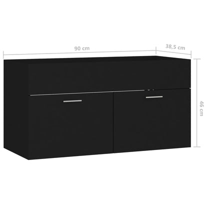 Waschbeckenunterschrank Schwarz 90x38,5x46 cm Holzwerkstoff