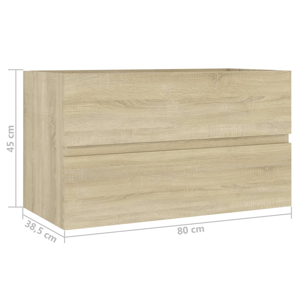 Waschbeckenunterschrank Sonoma-Eiche 80x38,5x45cm Holzwerkstoff