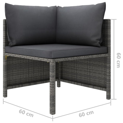 11-tlg. Garten-Lounge-Set mit Kissen Poly Rattan Grau