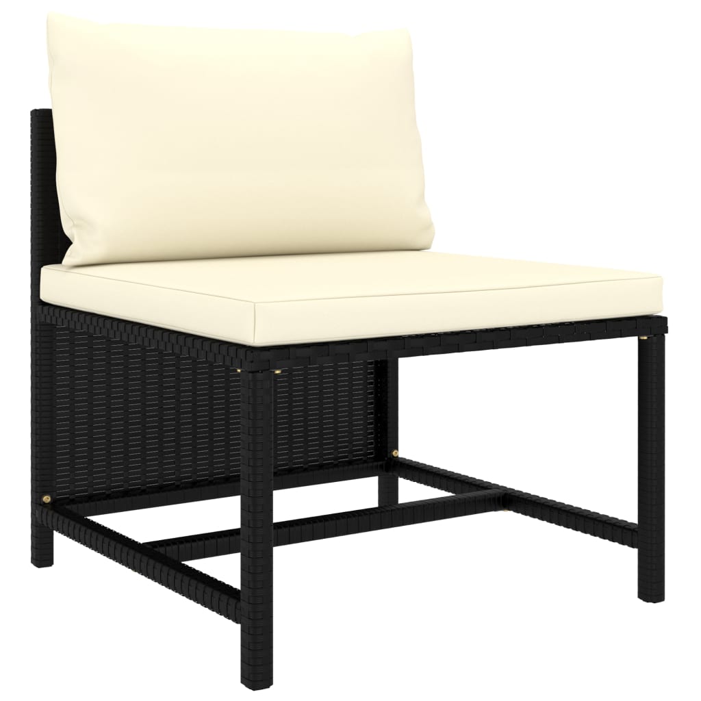 11-tlg. Garten-Lounge-Set mit Kissen Poly Rattan Schwarz