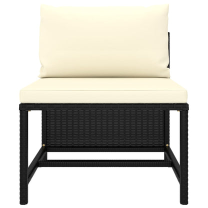 11-tlg. Garten-Lounge-Set mit Kissen Poly Rattan Schwarz