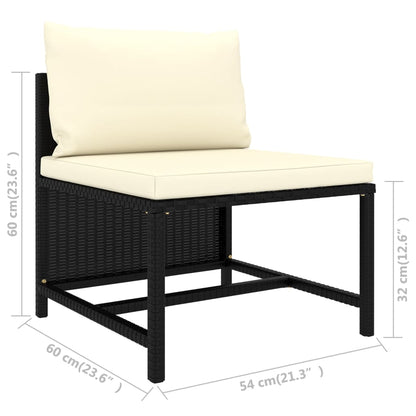 11-tlg. Garten-Lounge-Set mit Kissen Poly Rattan Schwarz