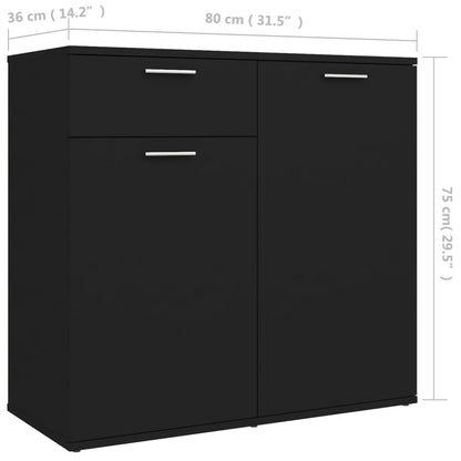 Sideboard Schwarz 80x36x75 cm Holzwerkstoff