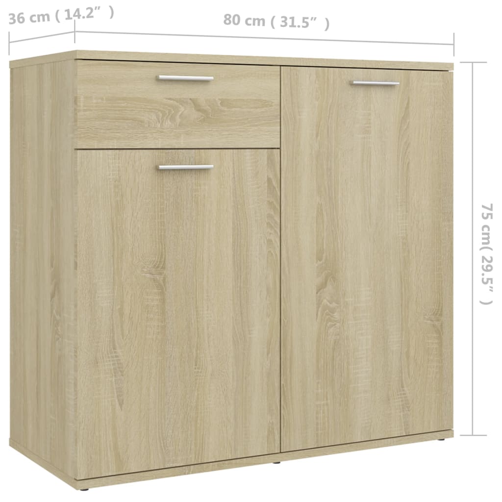 Sideboard Sonoma-Eiche 80x36x75 cm Holzwerkstoff