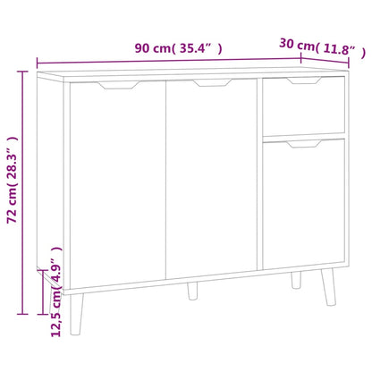 Sideboard Weiß 90x30x72 cm Holzwerkstoff